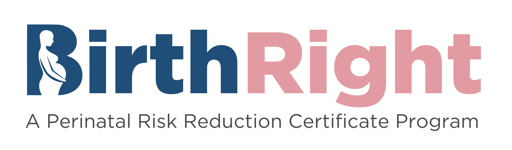 BirthRight blue and pink program logo with the subtitle A Perinatal Risk Reduction Certificate Program